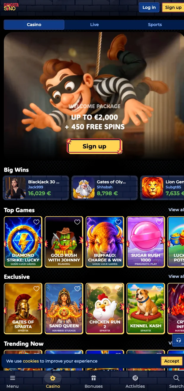 Casino Gangstasino App og Browser